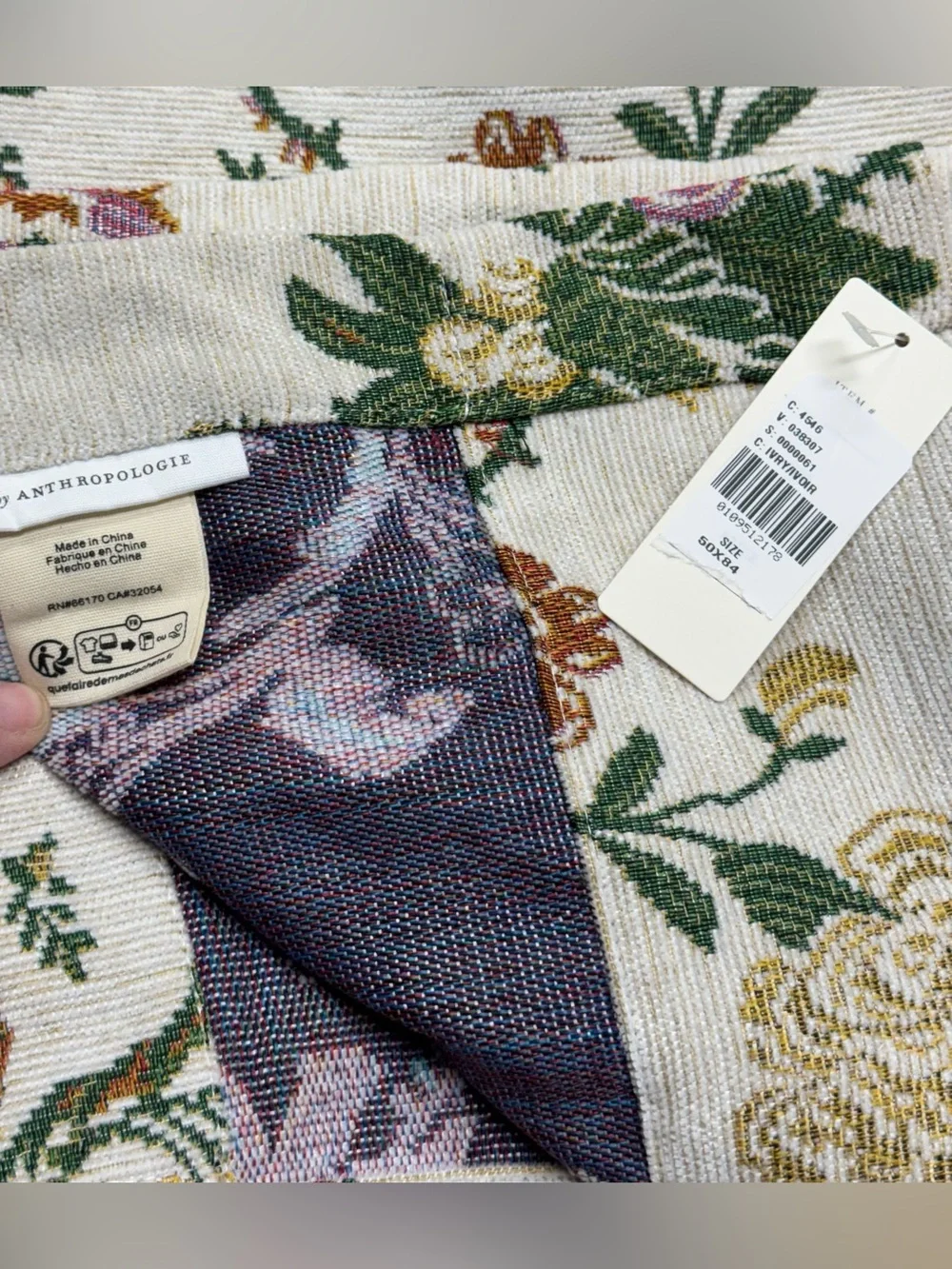 Anthropologie Jensine Floral Woven Jacquard Curtains, Set of 2 Panels, 50x84